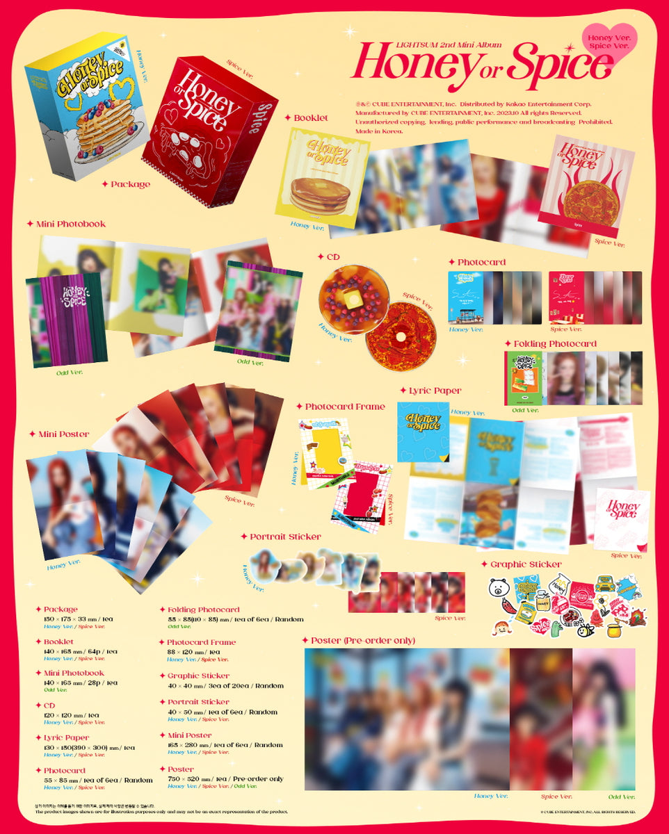 Collezionabile Kpop LIGHTSUM - Honey Or Spice (2nd ) CD + Folded Poster (Honey Version) Mini Album