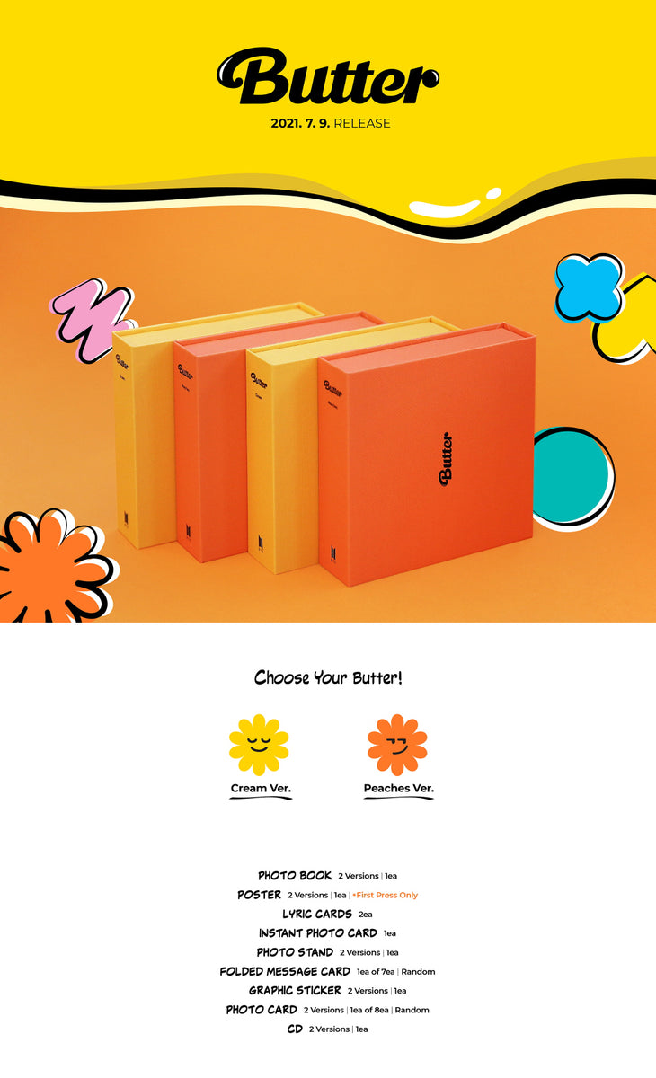 BTS - Butter Album+Folded Poster+Extra Photocards Set – KPOP
