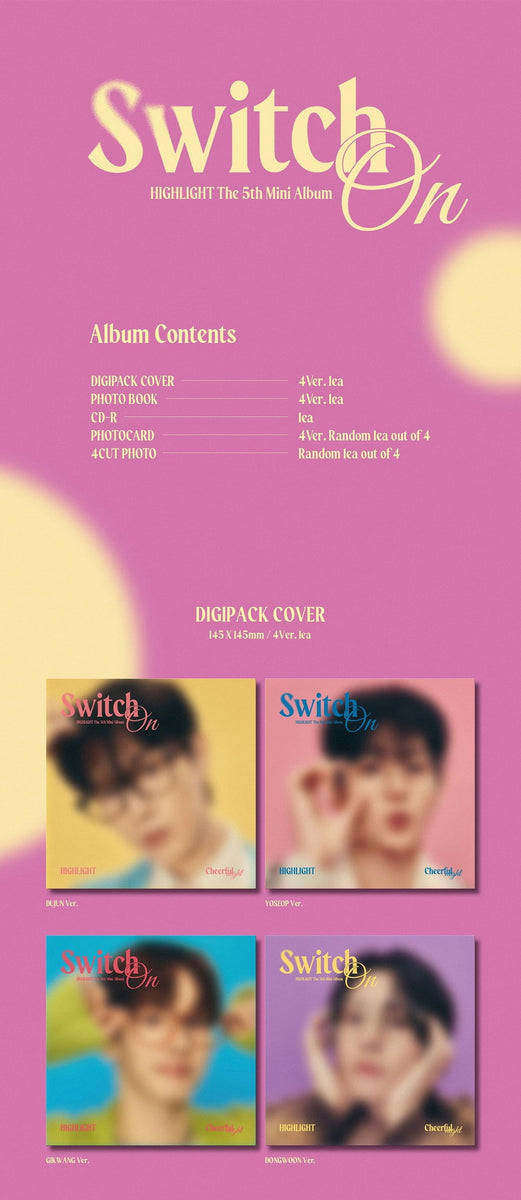 HIGHLIGHT - 5th Mini Album Switch On Digipack version CD – KPOP MARKET