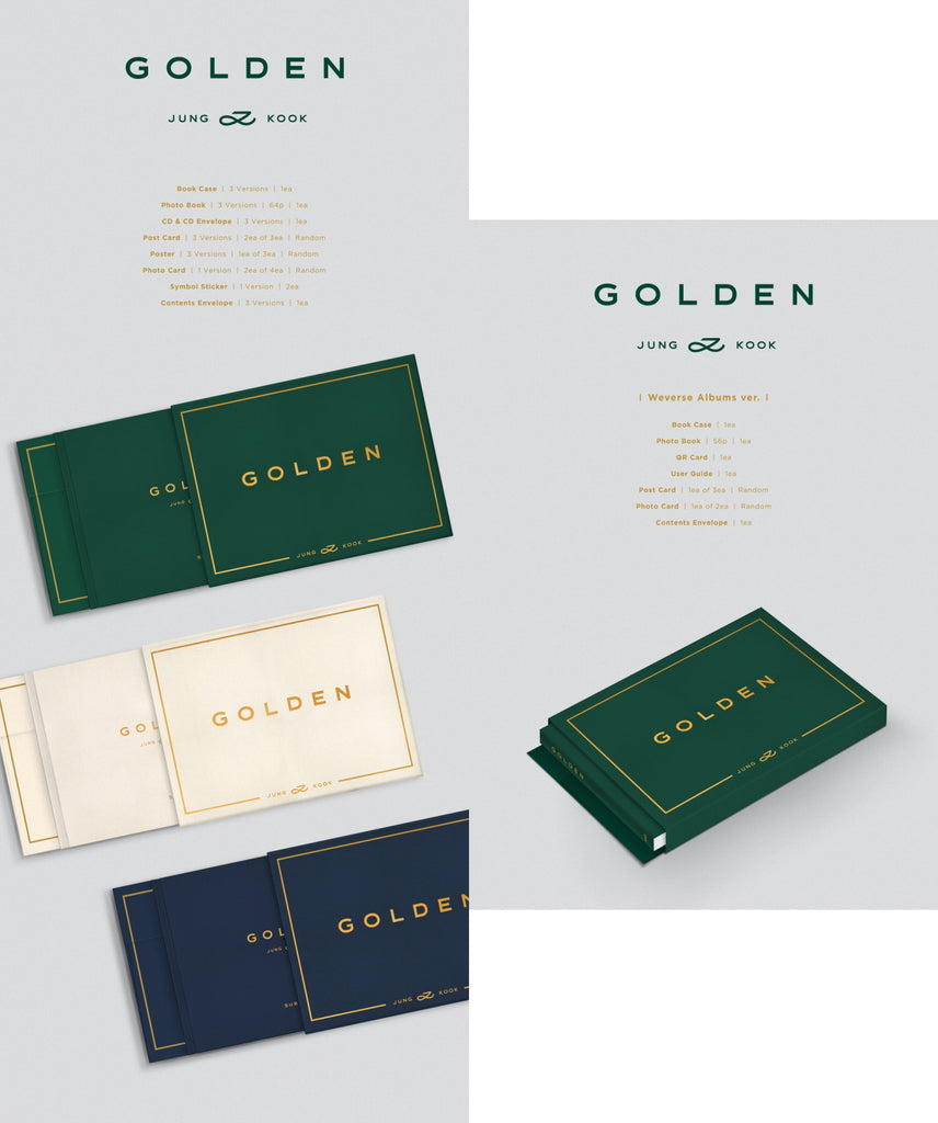 Jung Kook golden Photocards set of 3, Jungkook 1st Album, Bts