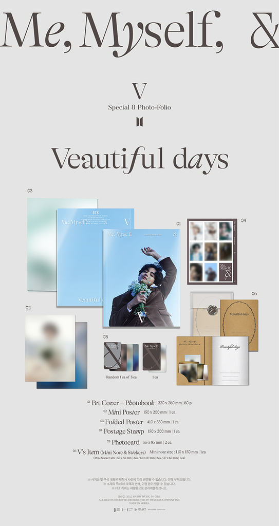 BTS Special 8 Photo-Folio Me, Myself, and V [Veautiful days BTS Special 8 Photo-Folio Me, Myself, and V [Veautiful days